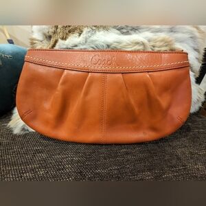 COACH Vintage Burnt Orange Leather Clutch with Wrist Strap